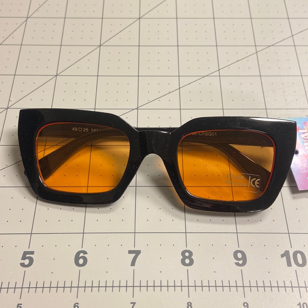 Punk Rock Black/Orange Plastic Sunglass